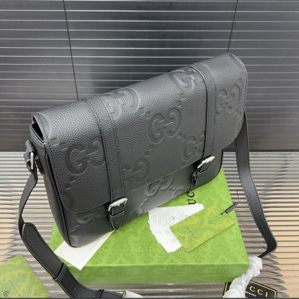 Gucci Black and Gray Messenger Bag with GG Monogram - Picture 2 of 2